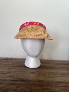 Straw Visor with Pink Flip-Flop Trim